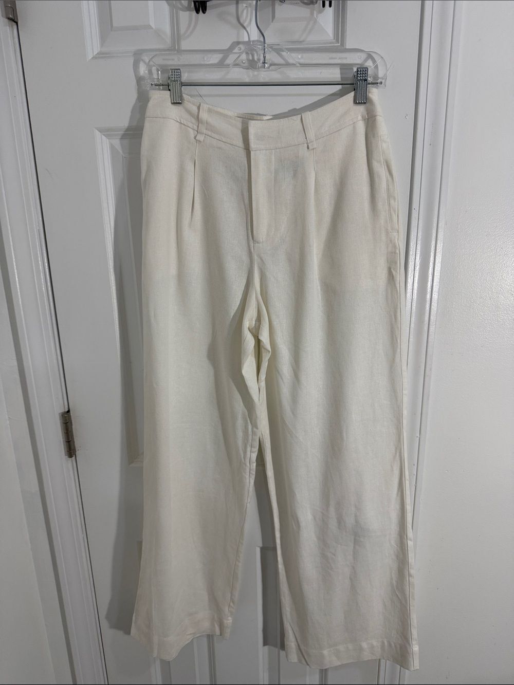 Rae Mode Wide Leg Linen-Blend Pants in Cream Size Small